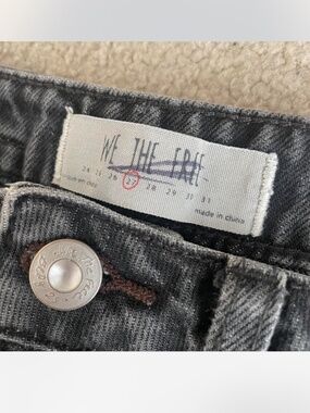 Free People black denim mini skirt